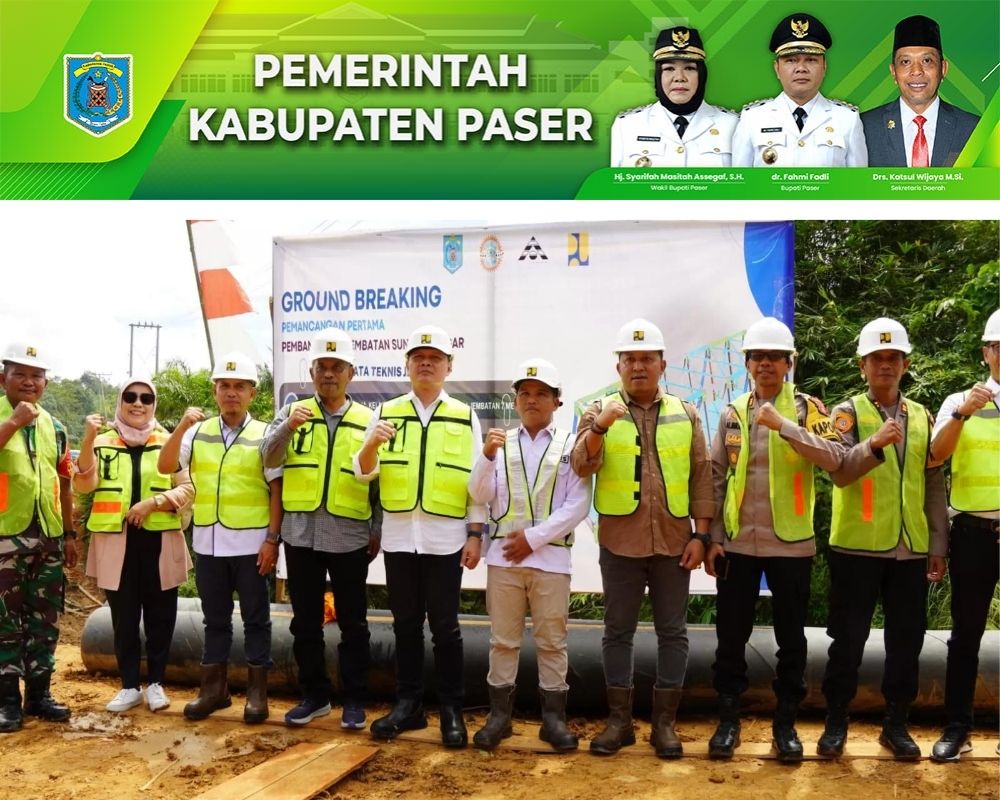 PENYAMBUNG DESA: Pemkab Paser membangun Jembatan Sungai Sangar yang merupakan akses penghubung ke desa desa terisolir di Kecamatan Long Kali, momen Groundbreaking oleh Bupati Paser Fahmi Fadli, Sabtu