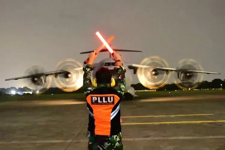 Misi Pegase 2024, empat pesawat Angkatan Udara Prancis tiba di Halim Perdanakusuma. (Dispenau)