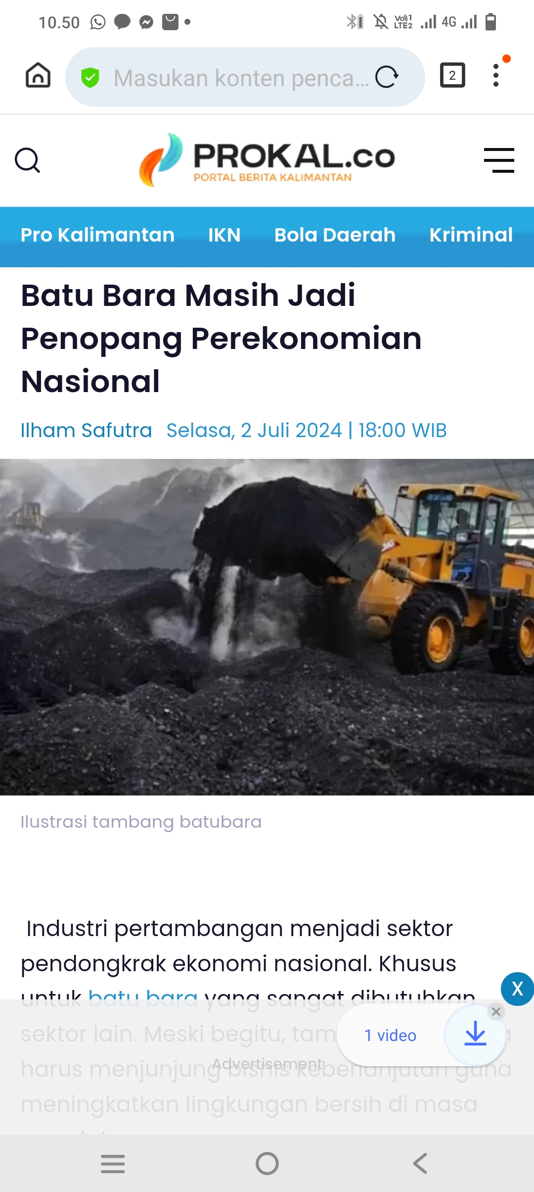Foto ilustrasi tambang batu bara