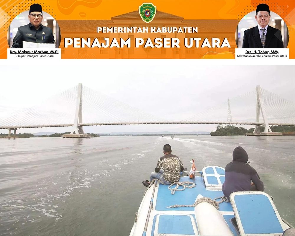 HUBUNGKAN: Jembatan Pulau Balang yang hampir rampung 100 persen dilihat dari sisi laut. Dishub dan ASDP bersiap-siap membuka rute baru untuk menuju jembatan penghubung PPU-Balikpapan ini.