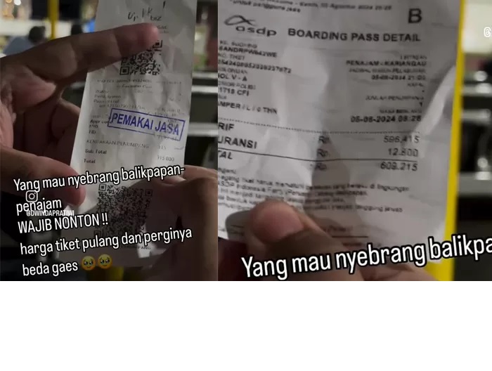 Dalam waktu tiga hari, terdapat perbedaan biaya penyeberangan yang naik hampir dua kali lipat untuk kendaraan yang sama. Kejadian ini memicu pertanyaan mengenai transparansi ASDP Balikpapan. (IG)