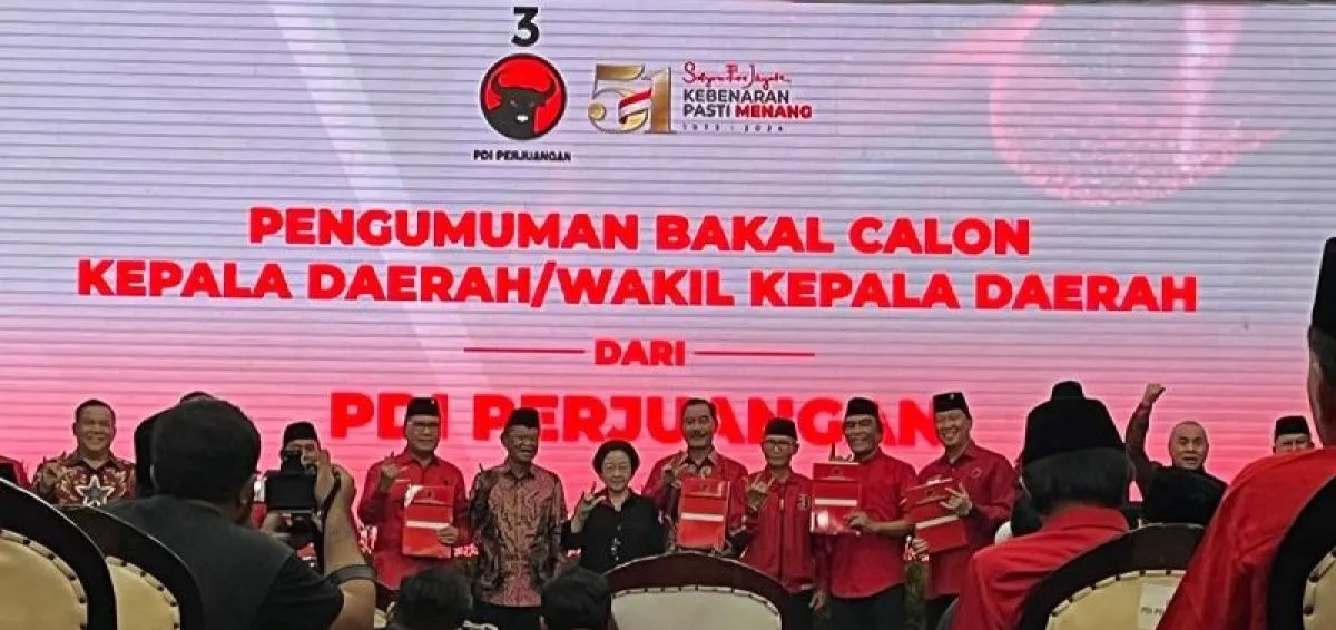 Ketua Umum PDI Perjuangan Megawati Soekarnoputri usai menyerahkan surat rekomendasi kepada calon kepala daerah dan wakil kepala daerah yang akan maju dalam Pilkada Serentak 2024.