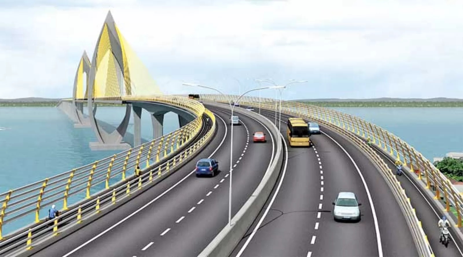 DIHARAPKAN: Animasi rencana Jembatan Tol Penajam-Balikpapan yang diharapkan dapat dibangun walaupun tanpa melalui skema prakarsa. (FOTO: IST)