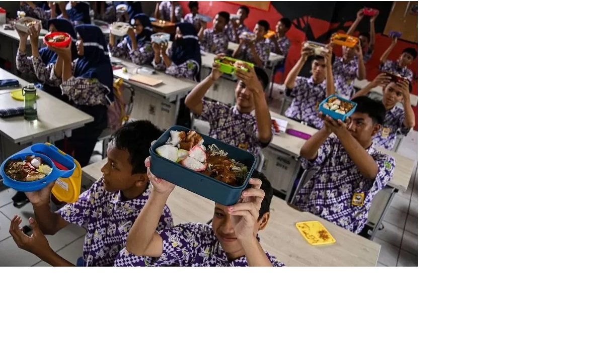 ilustrasi anak sekolah makan