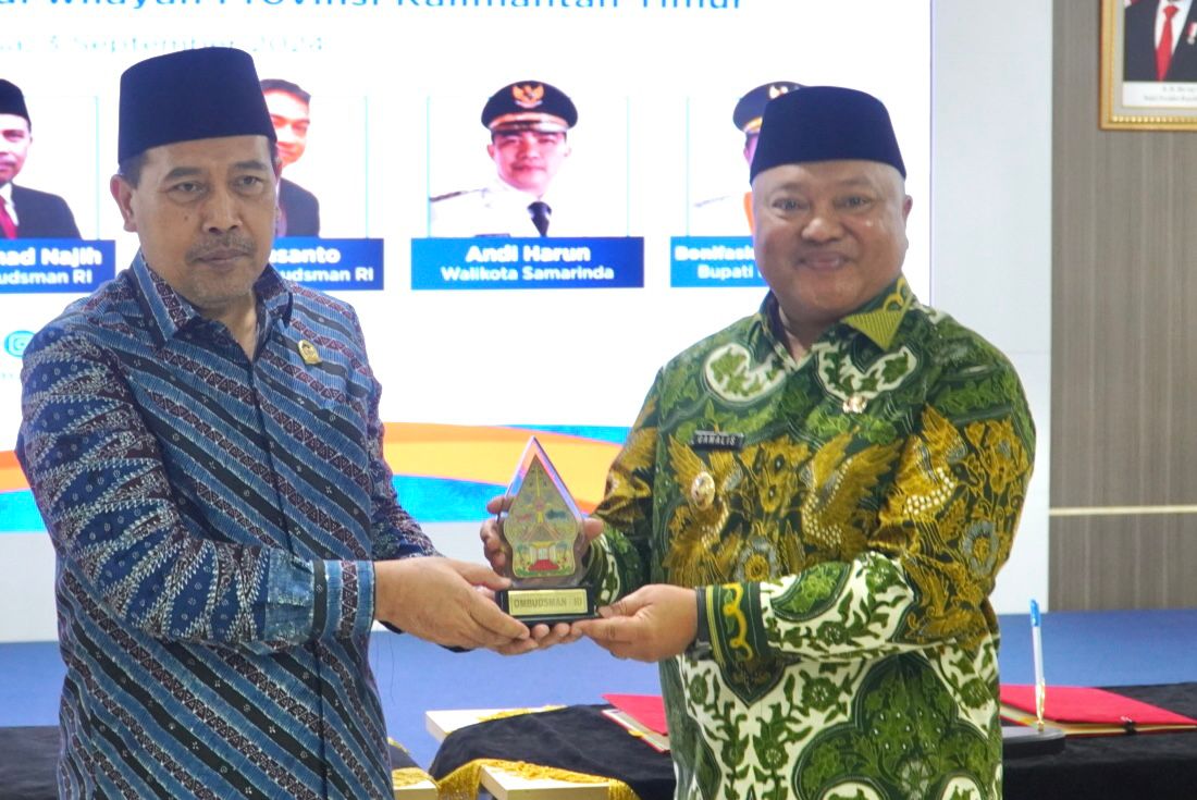 KERJA SAMA: Wakil Bupati Berau, Gamalis, (kanan) bersama Ketua Ombudsman RI, Mokhammad Najih, di Gedung Ombudsman RI di Jakarta, Selasa (3/9/2024).