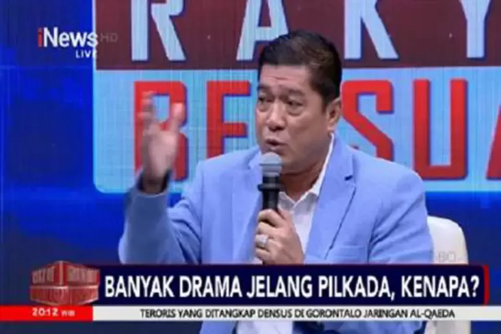 Ketua Umum Solidaritas Merah Putih (Solmet) Silfester Matutina saat debat dengan Rocky Gerung dalam program Rakyat Bersuara iNews TV, Selasa (3/9/2024) malam.