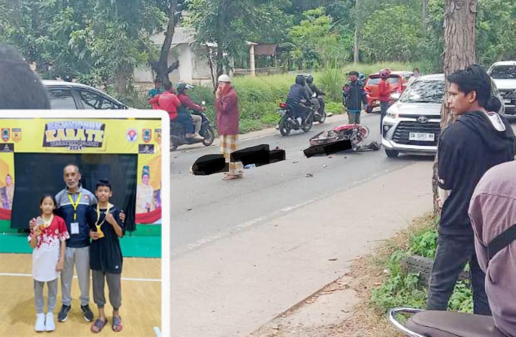 DUA ATLET: ARR (15) dan AMP (12), atlet karate yang meninggal karena laka di Sungai Jelai, Sabtu (21/9).