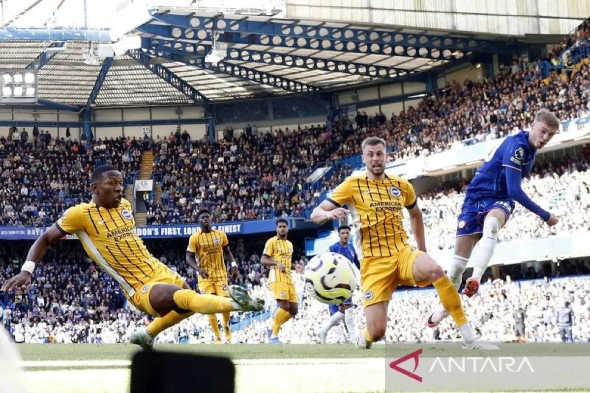 helsea versus Brighton di Stamford Bridge, London, Inggris - 28 September 2024. Cole Palmer dari Chelsea mencetak gol keempat mereka. ANTARA/Action Images via Reuters/Matthew Childs/pri.