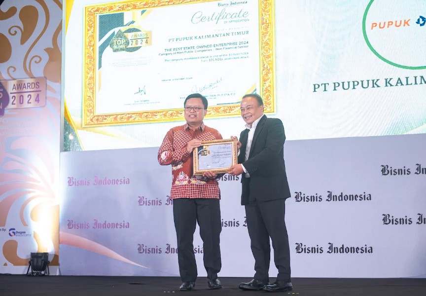 Apresiasi bagi Pupuk Kaltim, yang dinilai sukses dalam menjalankan peran sebagai agen pembangunan bisnis nasional.