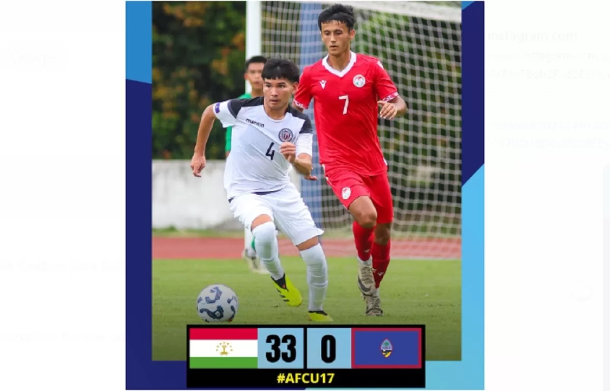 Tajikistan U-17 menang 33-0 atas Guam U-17 di Kualifikasi Piala Asia U-17 2025, Rabu (23/10). (Instagram afcasiancup)