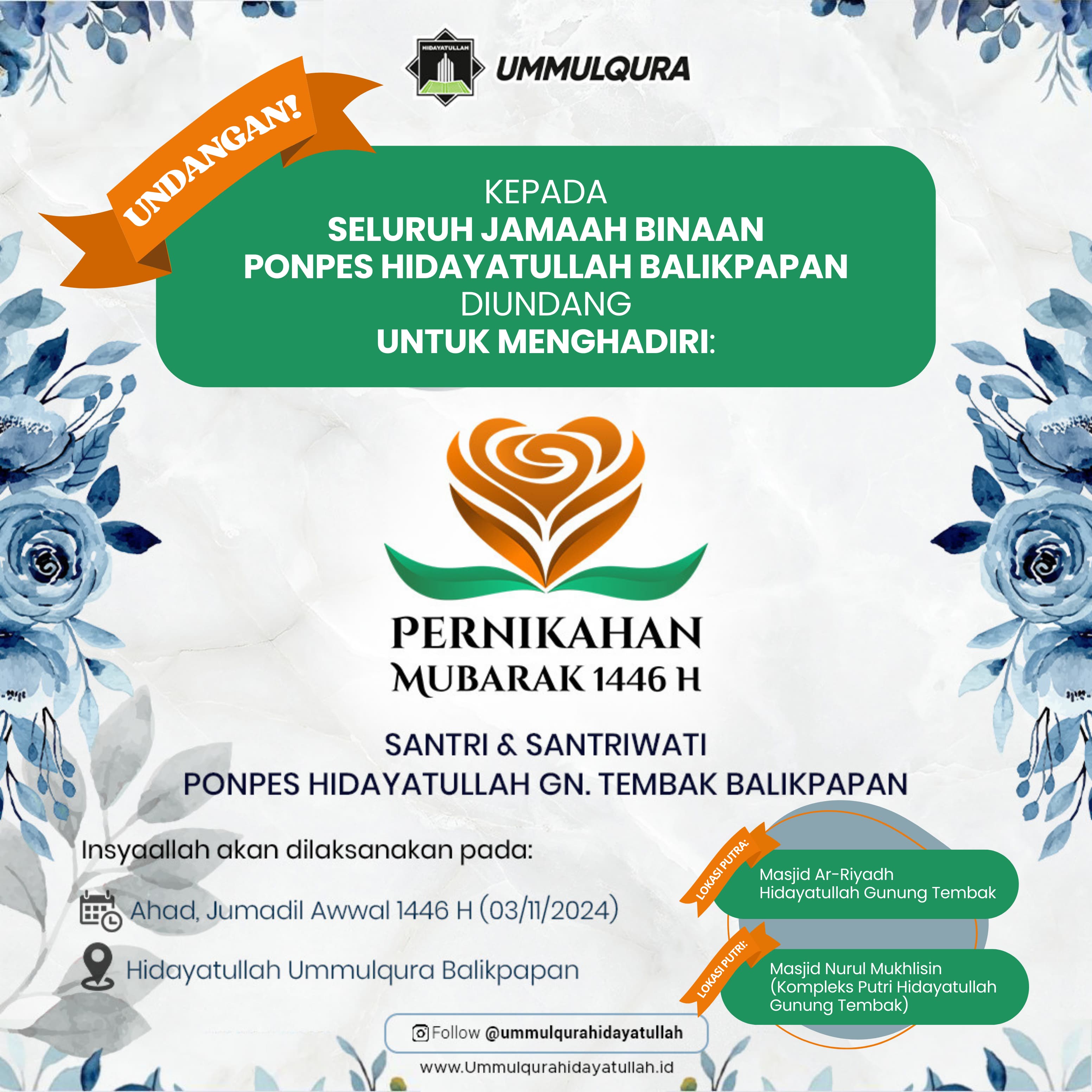 AGENDA: Tampilan undangan Nikah Mubarakah.