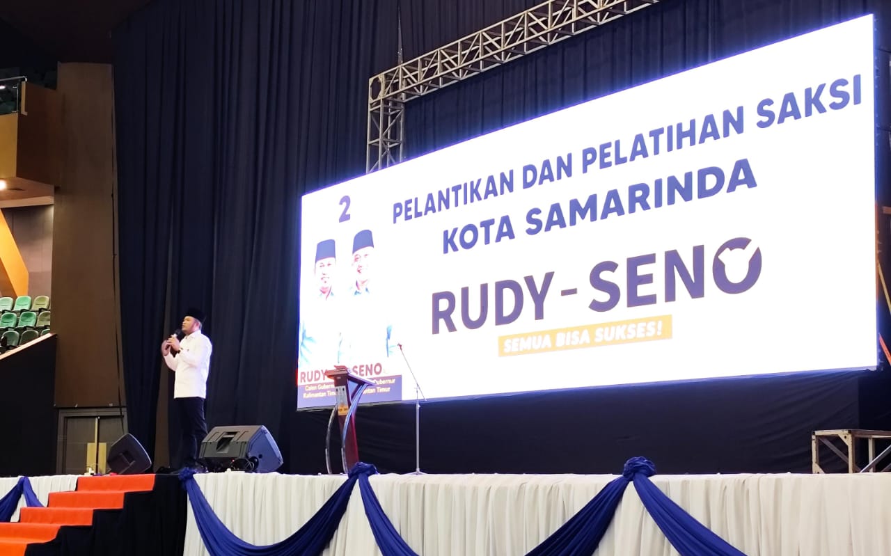 KAWAL : Rudy Mas&rsquo;ud hadir di acara bimtek untuk meminta para saksi untuk mengawal pemilu dengan sigap dan teliti.