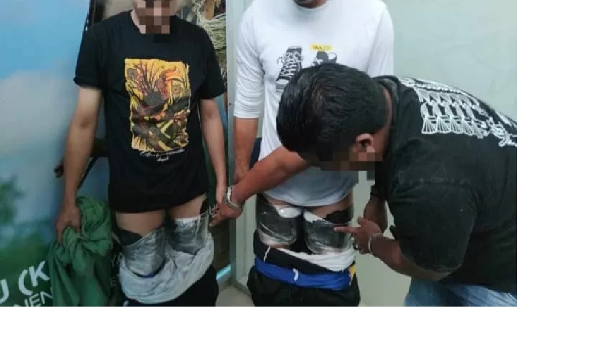 DIVONIS : Para terdakwa yang diamankan di Bandara Juwata Tarakan setelah didapati berusaha menyeludupkan sabu 4 kg