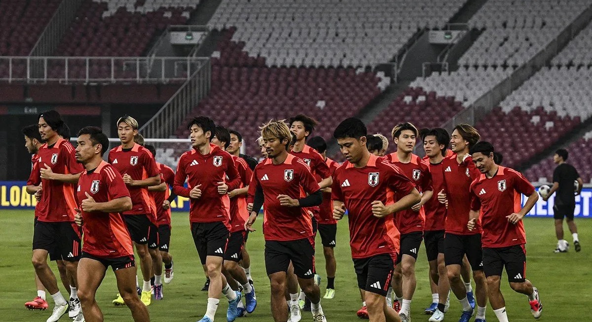 Skuad Jepang latihan di Jakarta.