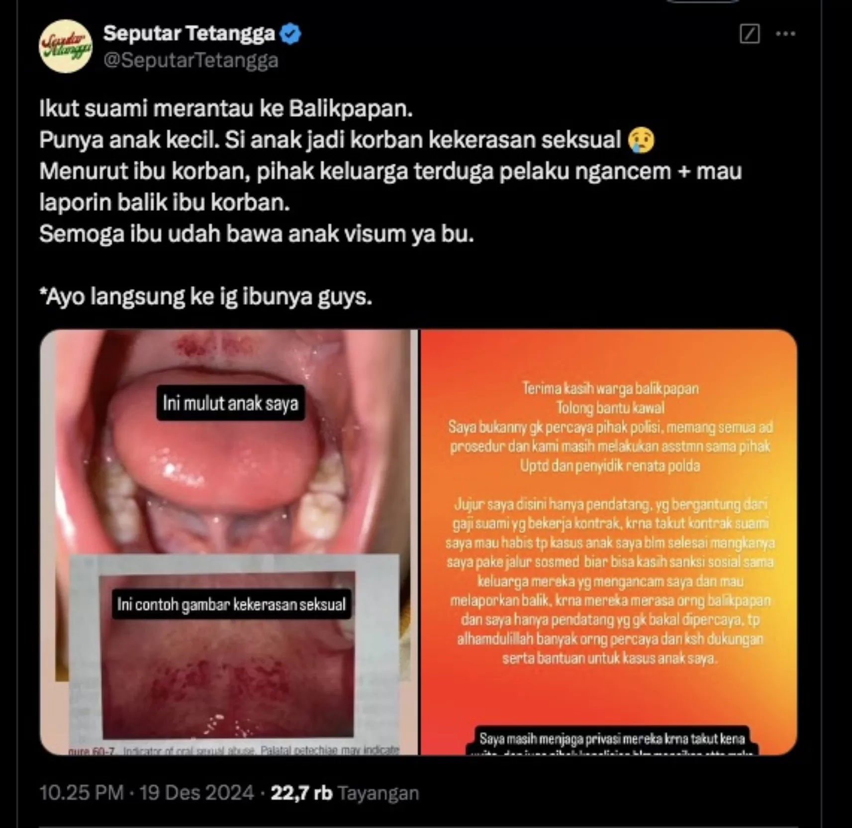 Peristiwa pelecehan oleh bapak kos di Balikpapan viral di media sosial. (Foto: Tangkapan Layar)