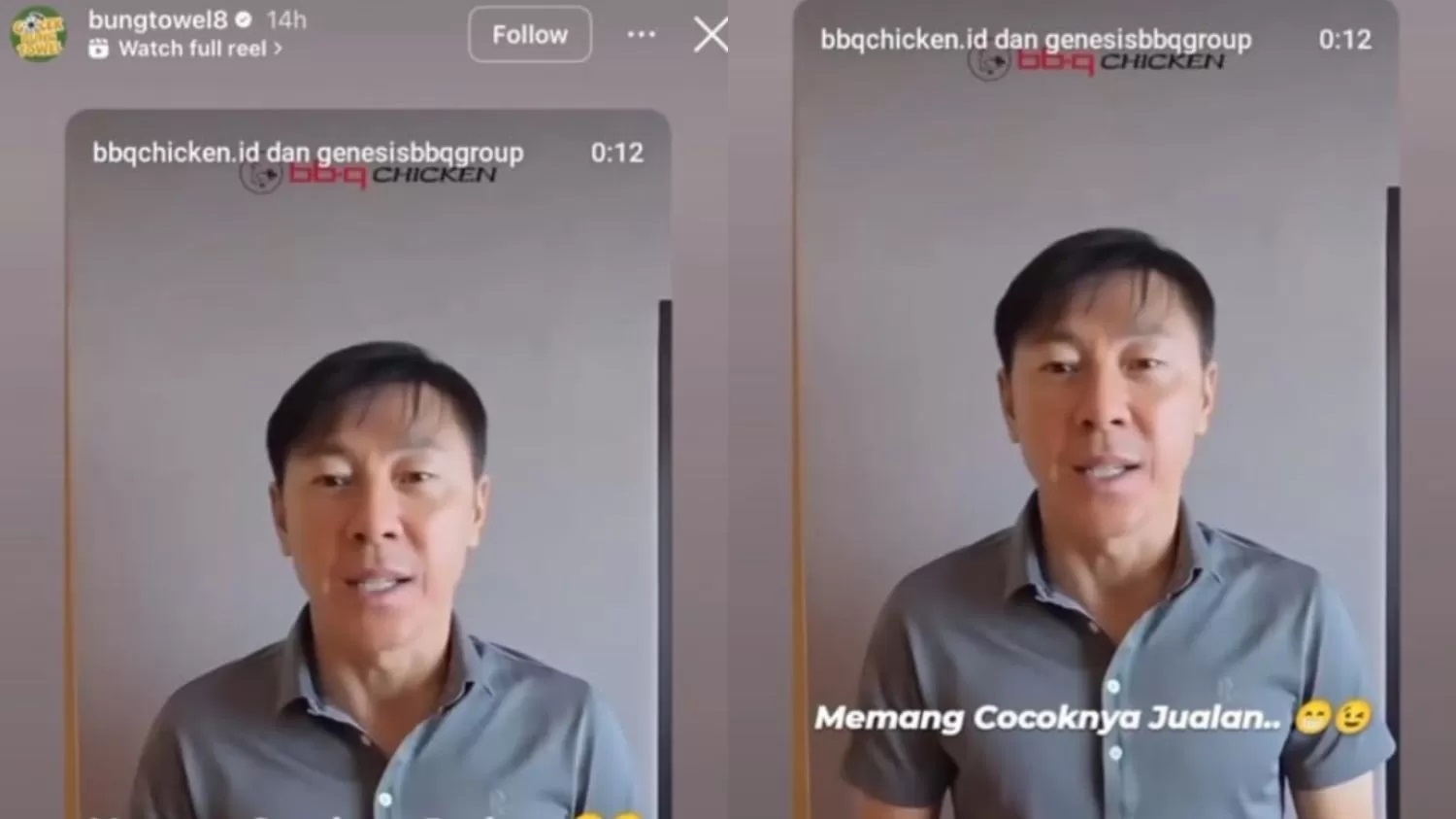 Dalam akun instagram pribadinya, Bung Towel terang-terangan memberi ejekan kepada mantan pelatih Timnas Indonesia Shin Tae-yong. (Instagram: @bungtowel8)