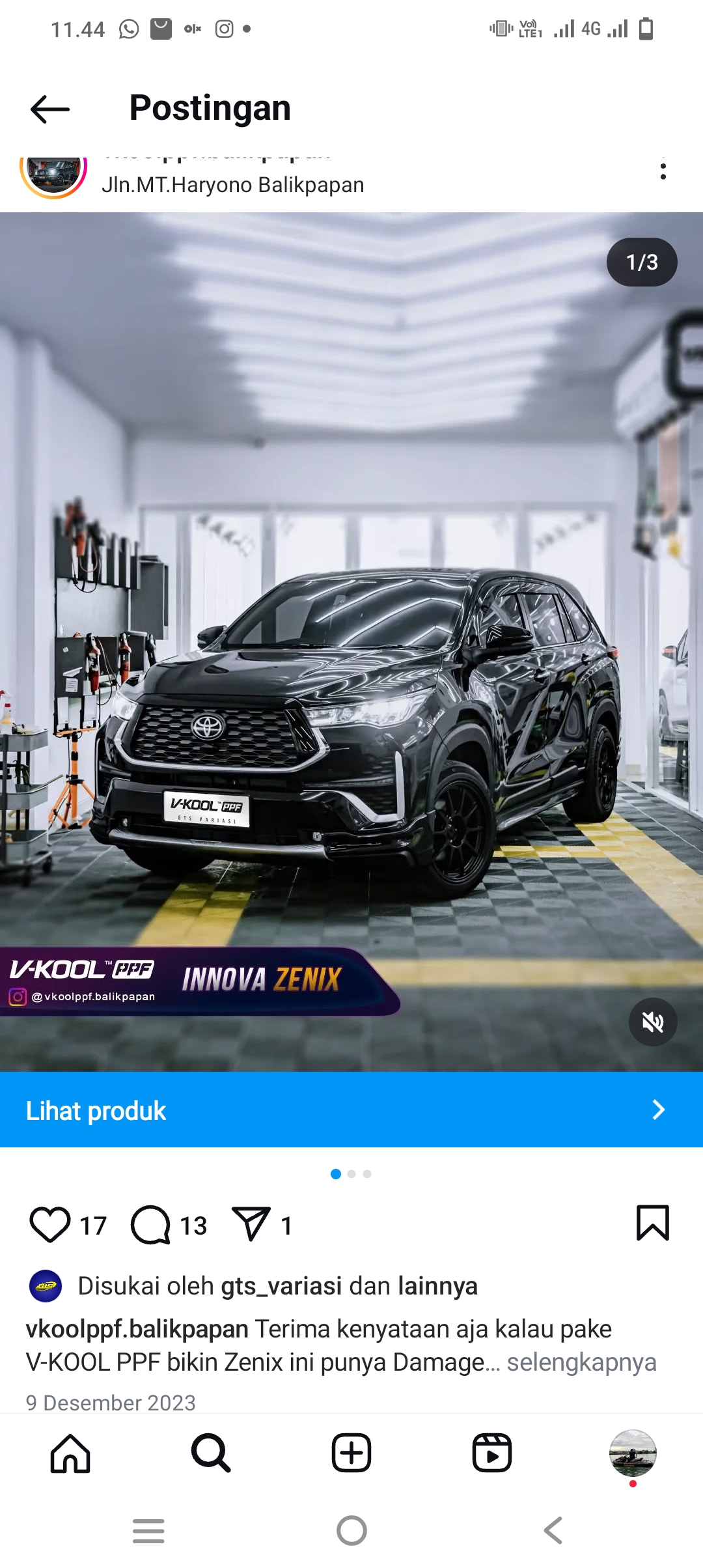 Tampilan mobil yang sudah mendapat sentuhan PPF Vkool