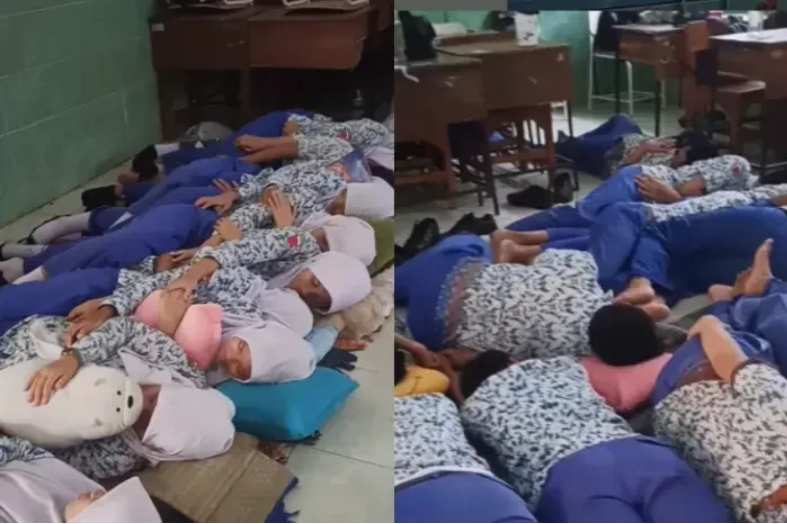 VIRAL: Siswa-siswi SMPN 39 Surabaya tidur siang di sekolah.