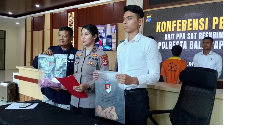 RILIS KASUS: Polresta Balikpapan menggelar rilis kasus asusila dengan tersangka S harus mempertanggungjawabkan perbuatannya mencabuli anak di bawah umur. ( MOESO/BALPOS)