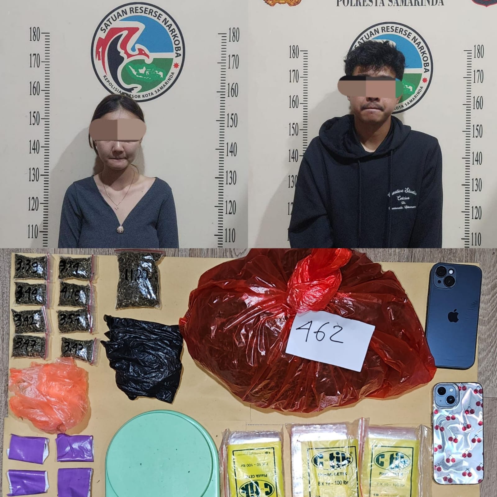 Tersangka dan barang bukti.