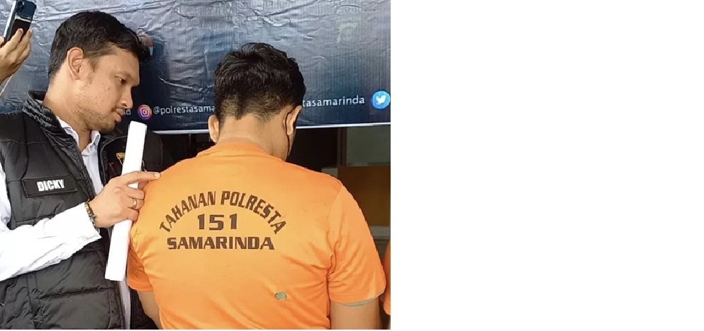 TERSANGKA: NS, pria berusia 25 tahun ini bekerja sebagai guru honorer di sekolah dasar di Kecamatan Samarinda Ilir. Dia ditetapkan tersangka dengan kasus pelecehan. (Foto/Eko)