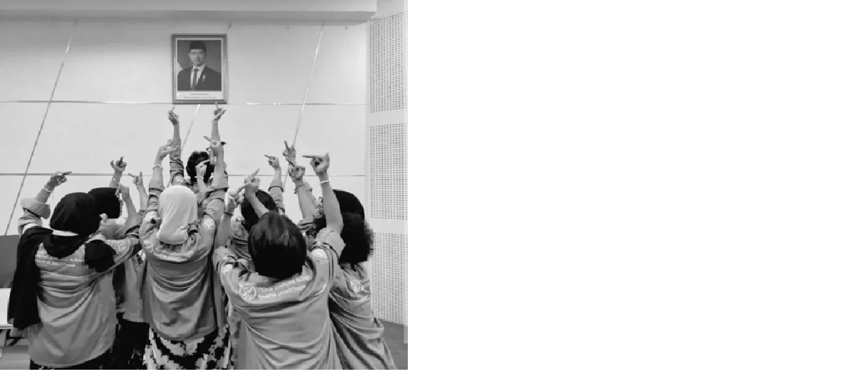 Mahasiswa mengacungkan jari tengah ke foto Gibran. (X)