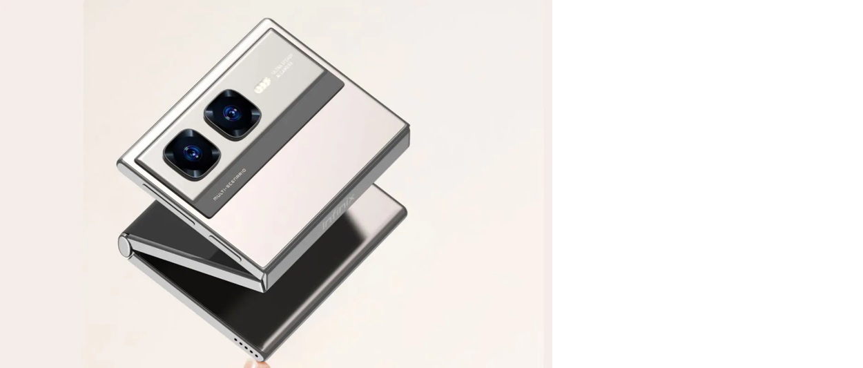 Tampilan konsep ponsel lipat tiga dari Infinix dikenalkan dengan nama Infinix ZERO Series Mini Tri-Fold. /Infinix Mobility.