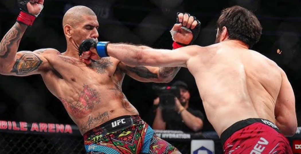 Jab Ankalaev masuk menghantam dagu Alex.