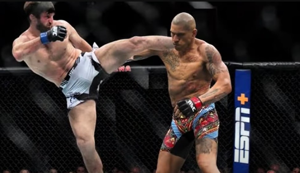 Ankalaev melancarkan tendangan ke kepala Alex dalam UFC 313.