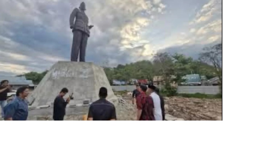 MASIH PENGERJAAN: Pembangunan Taman Patung Soekarno di Kecamatan Sangasanga ditarget selesai pada tahun ini. (DISKOMINFO UNTUK BP)