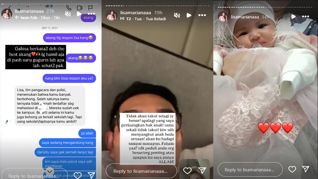 SKANDAL: Isi chat perselingkuhan diduga Ridwan Kamil dan Lisa Mariana. (Instagram/lisamarianaaa)
