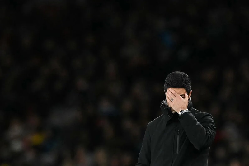 Ekspresi manajer Arsenal Mikel Arteta