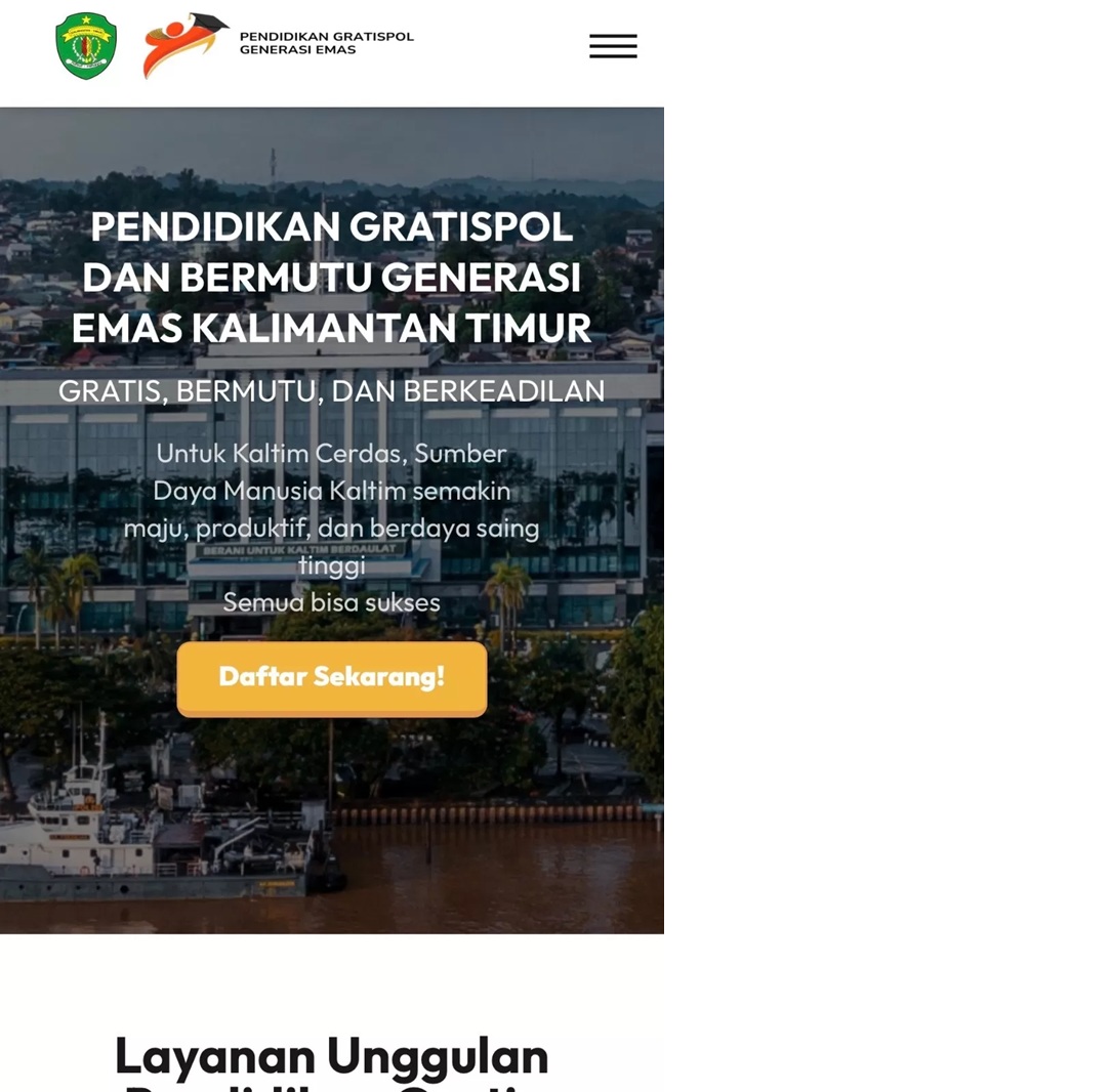 Tampilan halaman muka website Gratispol.