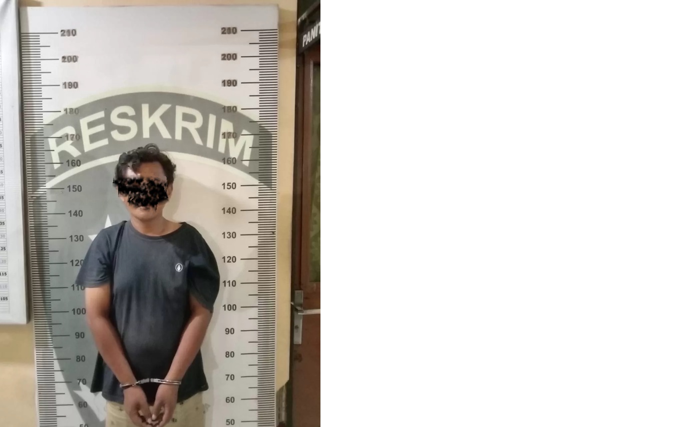 Amat Bagong ditangkap Polisi karena memukuli seorang sopir truk di SPBU Lingkar Dalam Selatan, Kamis (24/4/2025) lalu.(foto:Polsek Banjarmasin Selatan)