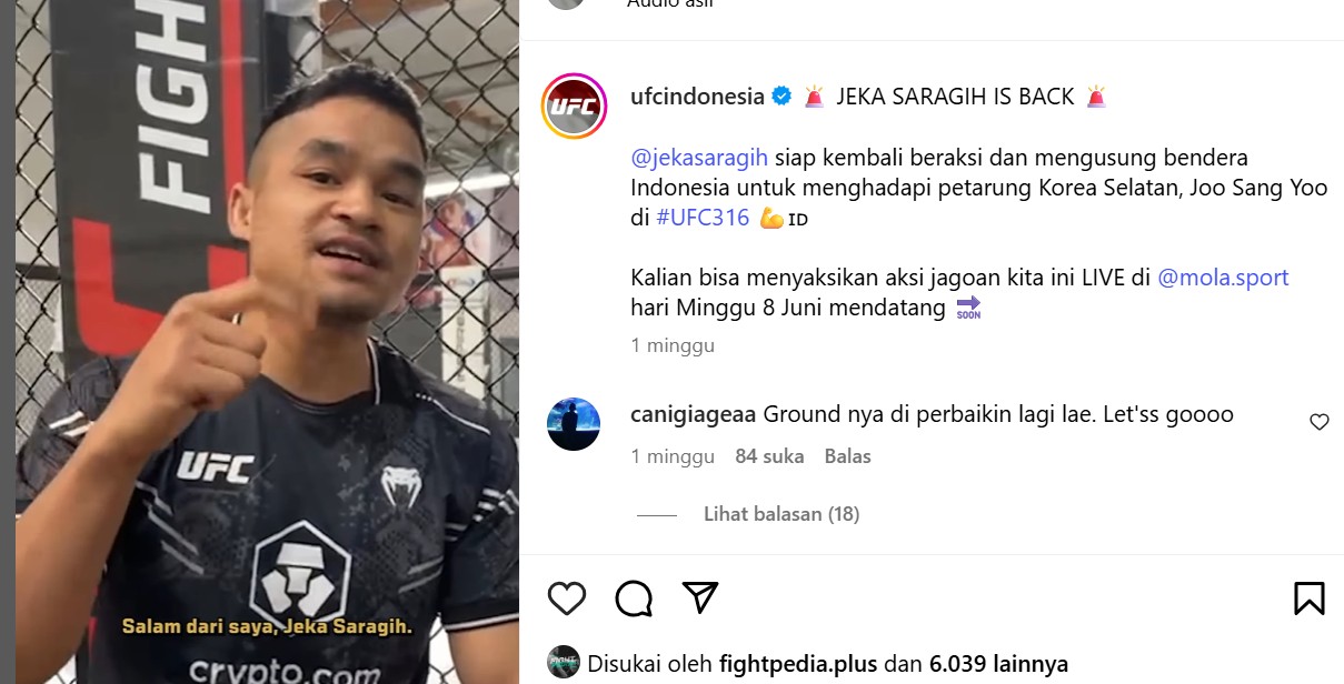 Jeka Saragih umumkan pertarungan melawan atlet Korsel.
