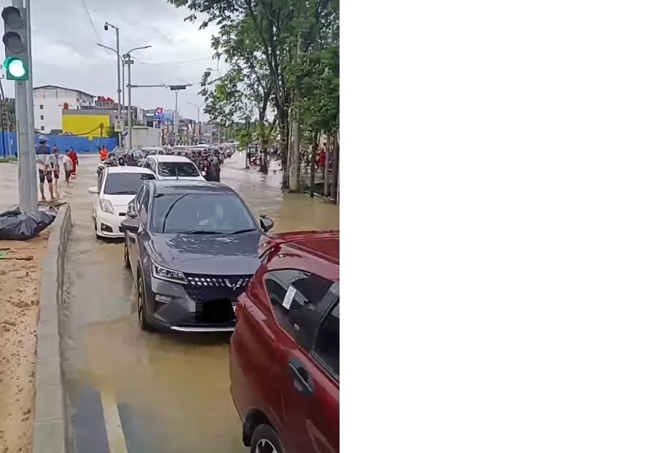 Banjir menggenangi Jalan MT Haryono Balikpapan akibat curah hujan tinggi dan buruknya resapan air, Kamis (19/6/2025). (IST)