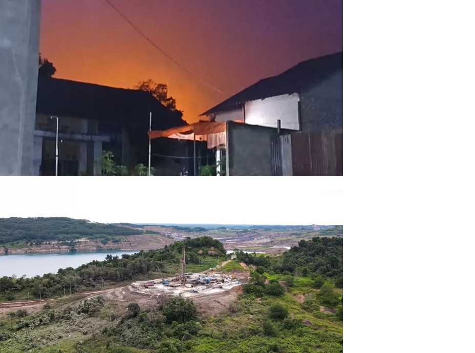 Sumur migas LSE-P715 yang dioperasikan PT Pertamina EP Sangasanga Field menyemburkan lumpur bercampur gas pada 19 Juni lalu. Tampak kobaran api membubung di langit Kelurahan Jawa saat sumur meledak.