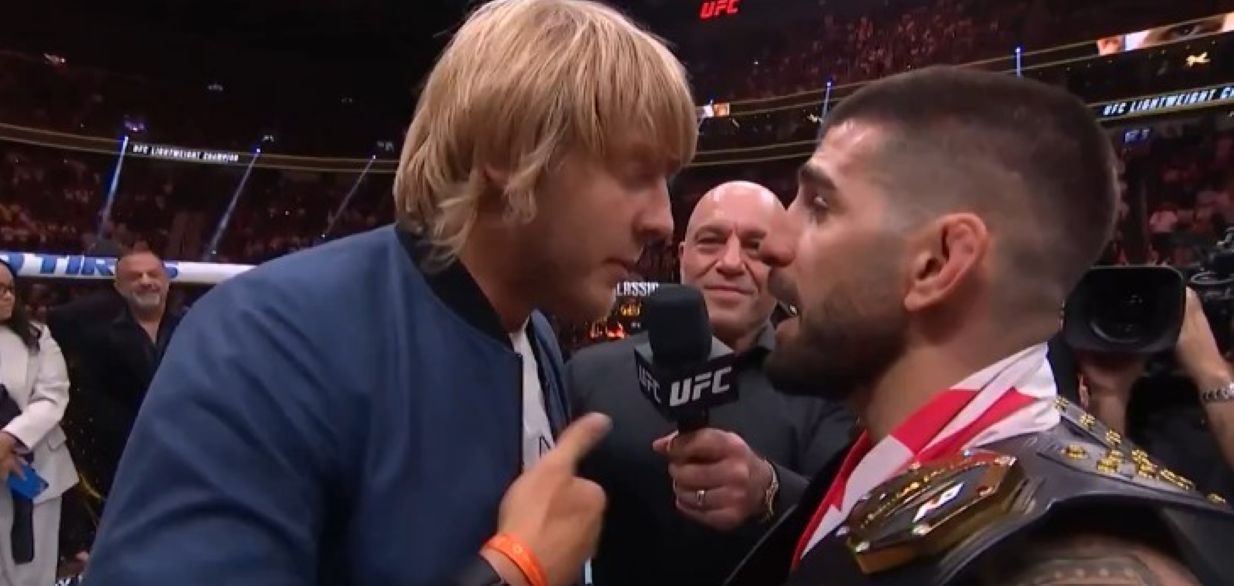 Paddy Pimblett saat berhadapan muka dengan Ilia.