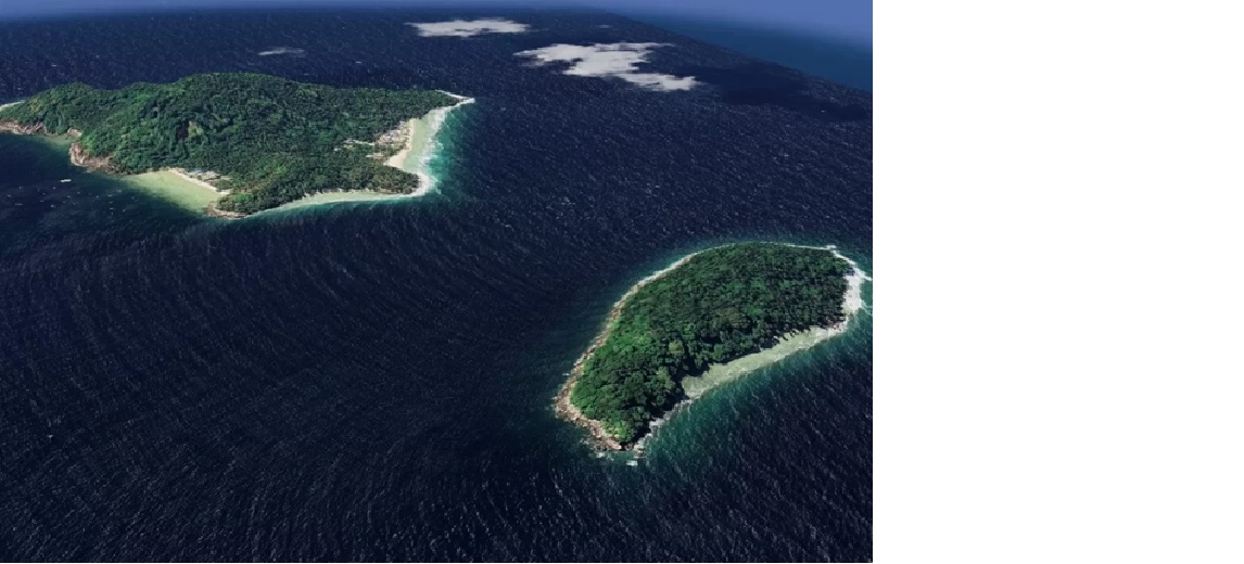 ILUSTRASI: Pulau Pengekek Besar dan Pulau Pengekek Kecil kini terdaftar sebagai bagian wilayah administrasi Provinsi Kepulauan Riau. (GOOGLE EARTH)