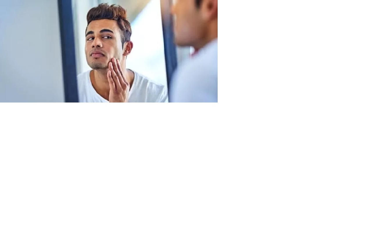 Ilustrasi pria dan skincare.