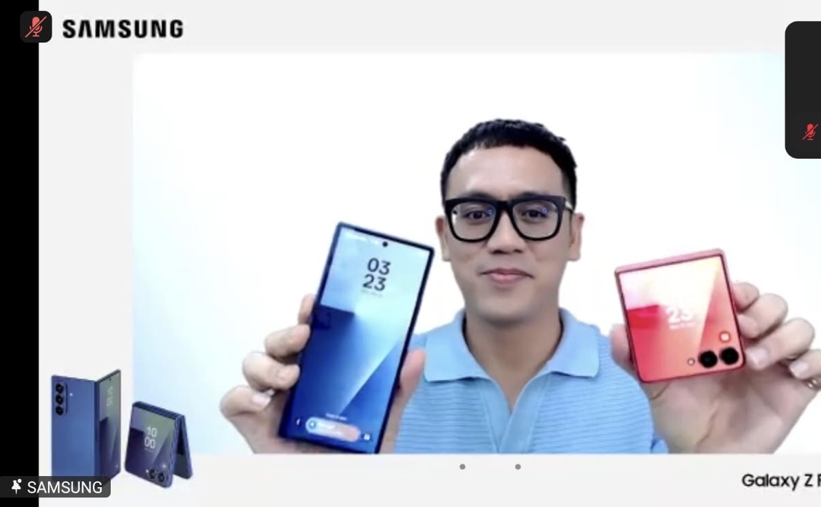 BANYAK KEUNGGULAN: Ilham Indrawan, MX Product Marketing Senior Manager, Samsung Electronics Indonesia, saat Zoom Meeting Galaxy Z Fold7 |Z Flip7, Senin, 14 Juli 2025.