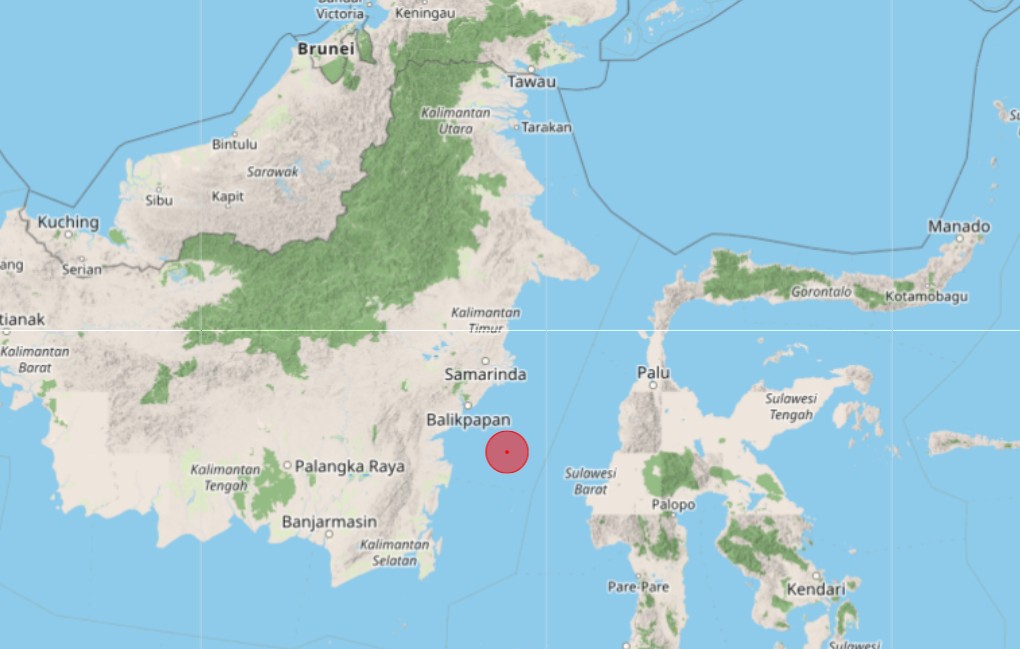 Pusat gempa di Selat Makassar dirasakan di Balikpapan.