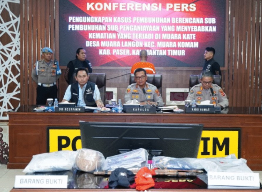 Pers rilis terkait penetapan tersangka kasus pembunuhan di Muara Kate, Paser.