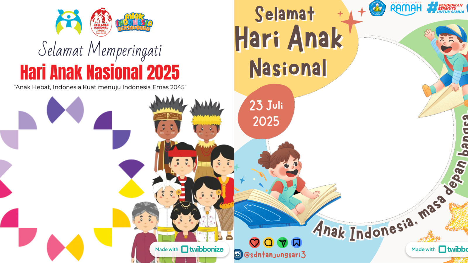 CERIA: Desain penuh warna Twibbon Hari Anak Nasional 2025.