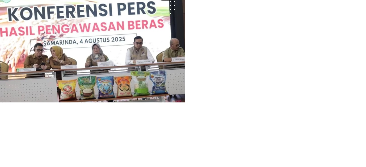 Konferensi pers DPPKUKM Kaltim memaparkan hasil pengawasan beras