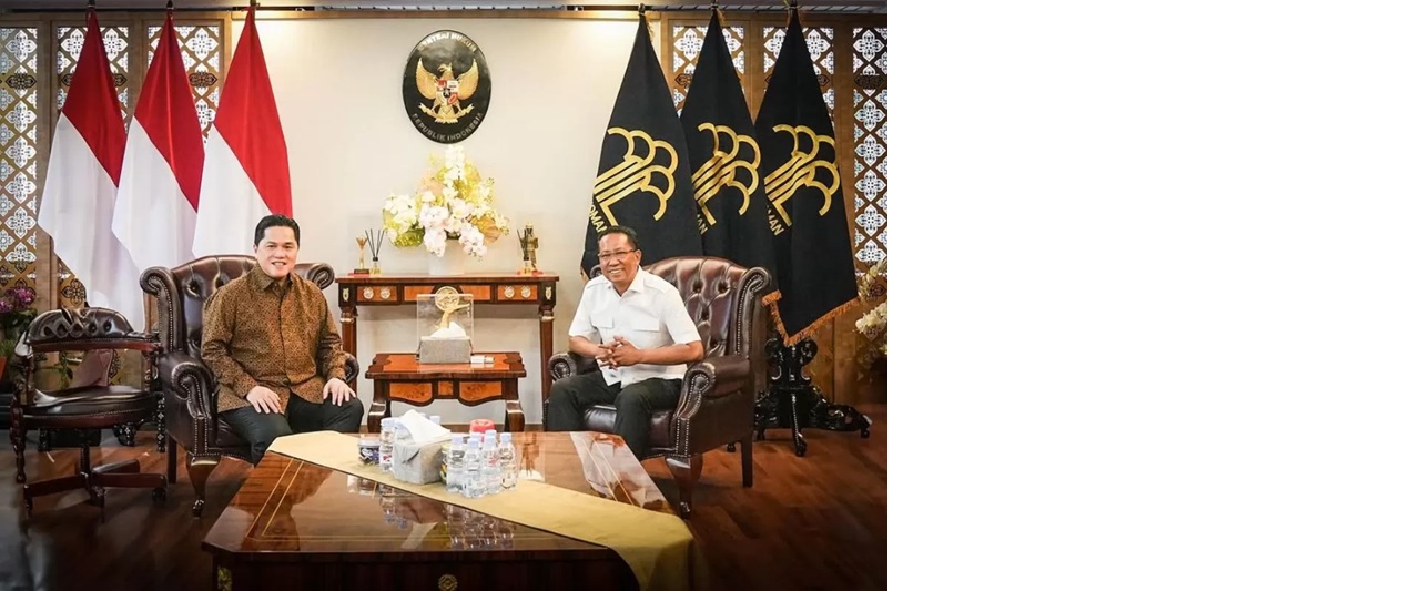 Erick Thohir bertemu dengan Menteri Hukum RI Supratman Andi Agtas bahas naturalisasi pemain Timnas Indonesia. (Instagram @erickthohir)