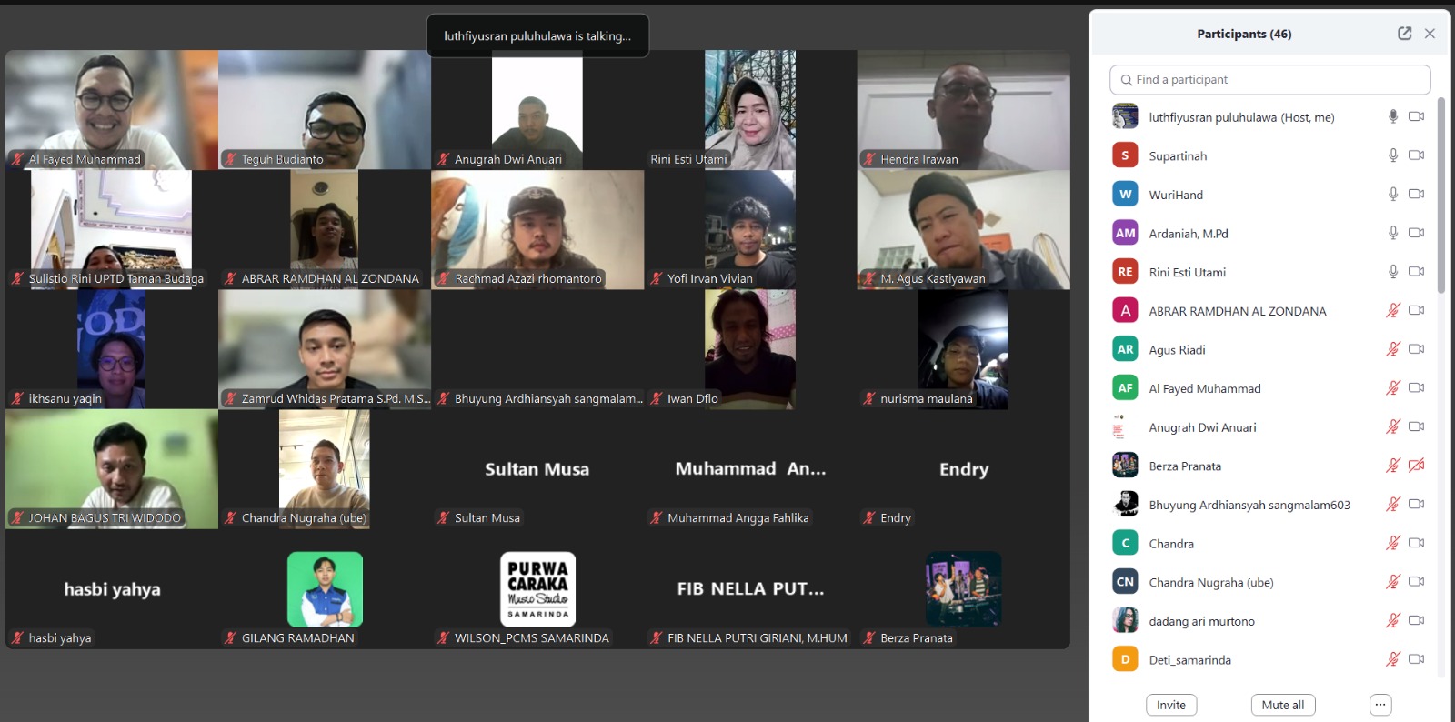 BALIKPAPAN TUAN RUMAH: Zoom Meeting panitia, koordinator juri, dan para juri untuk persiapan FLS3N Tingkat Kaltim, Senin, 4 Agustus 2025.  &nbsp;