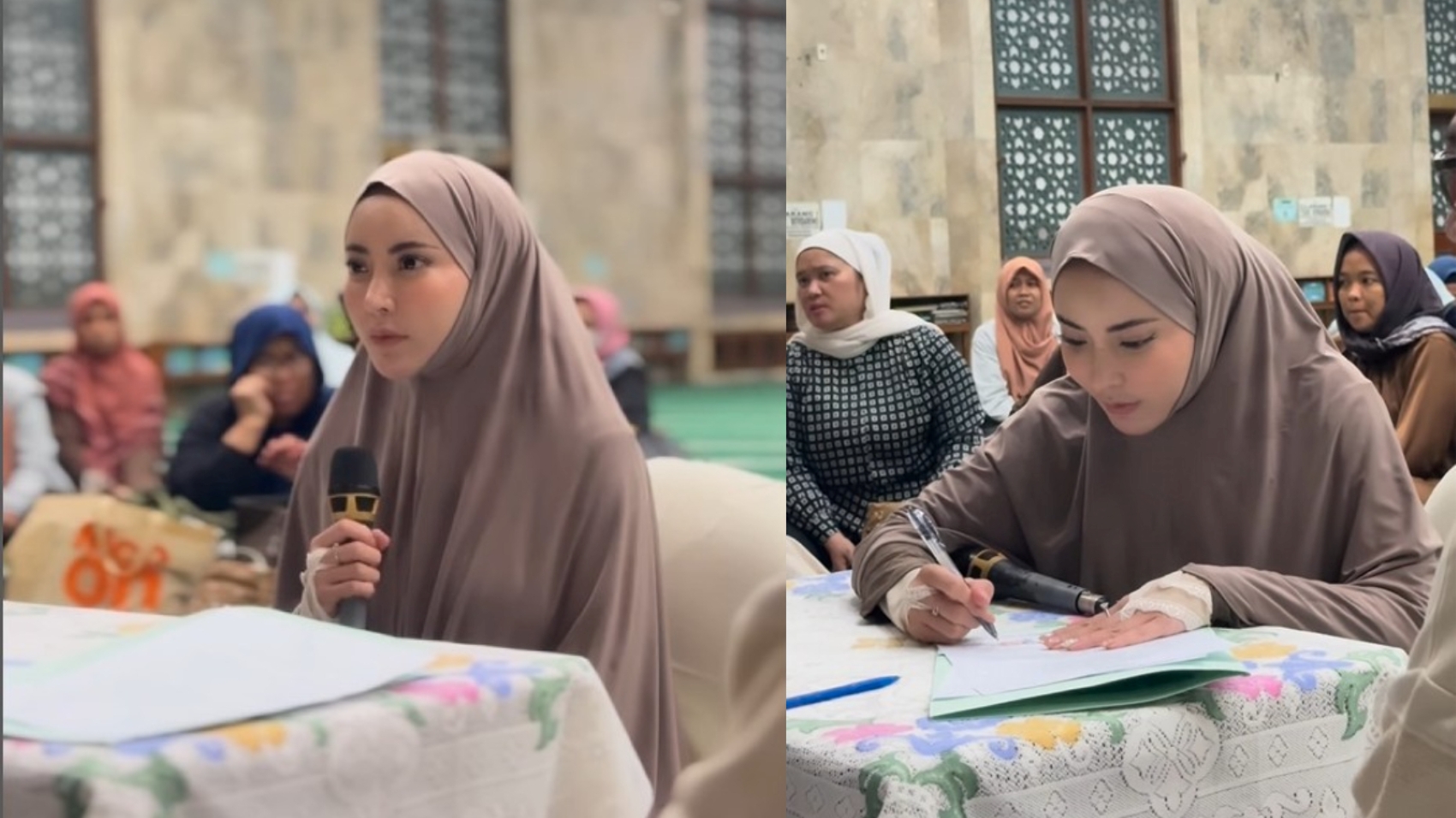 Ayu Aulia dalam prosesi memeluk agama Islam kembali, Senin (11/8/2025).