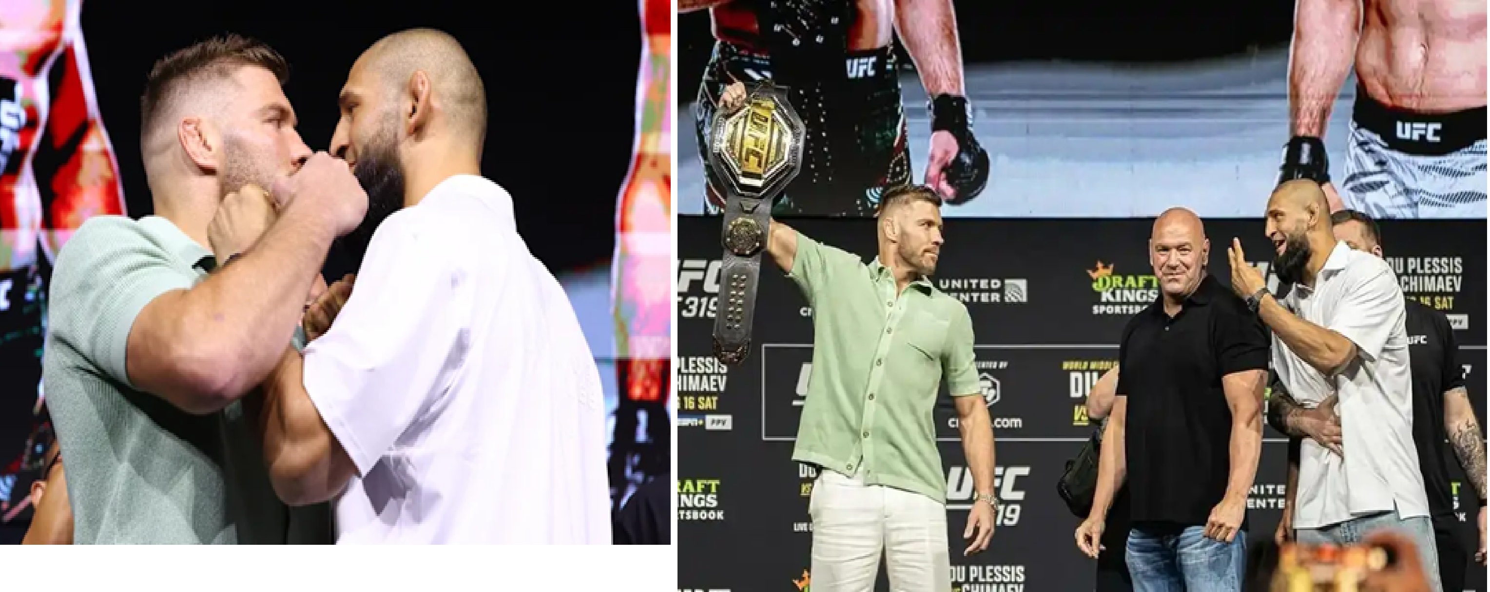 Faceoff antara Dricus dan Khamzat.