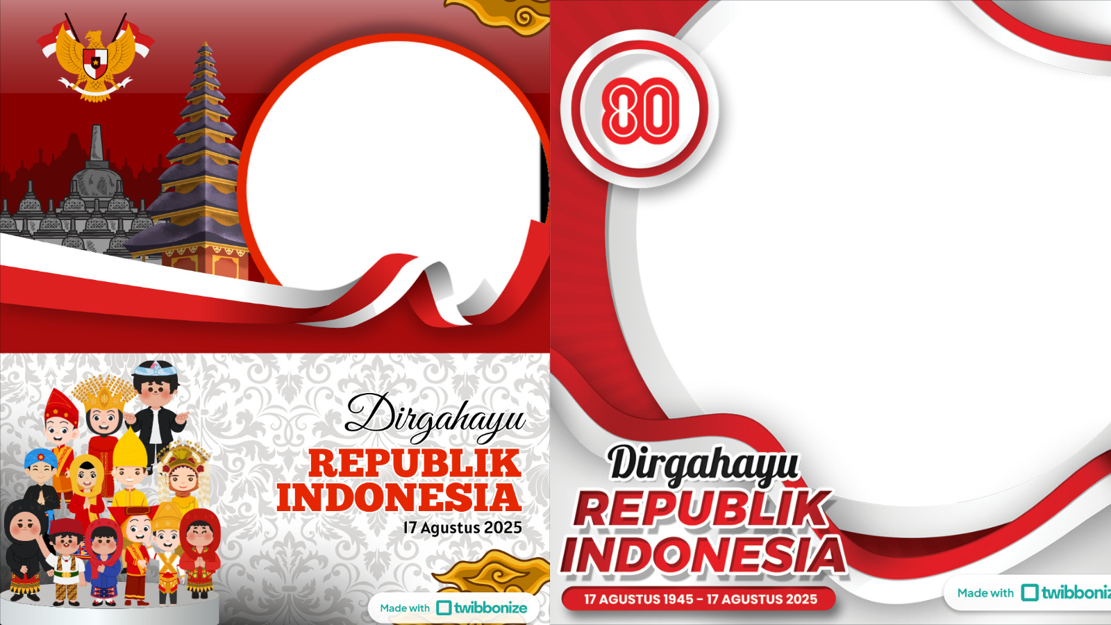 Kemeriahan visual twibbon HUT RI Ke 80.